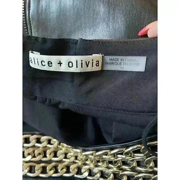 NEW Alice + Olivia Rizo Faux Vegan Black Leather Mini Skirt Size 14 - Picture 11 of 11
